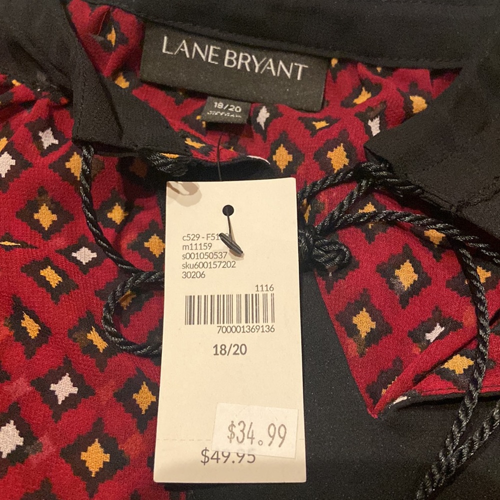 NWT LANE BRYANT Size 18/20 Sheer Bell Sleeve Top - Picture 7 of 11